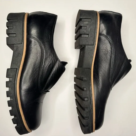 Atelier Women’s Barton Black & Tan Italian Leather Platform Penny Loafers Sz 38 - Picture 9 of 14